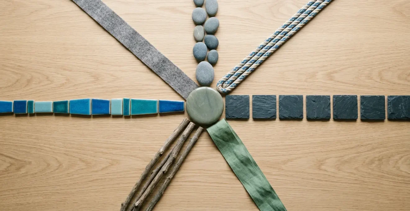 Interconnected aging in place care coordination concept with seven distinct care pathways converging