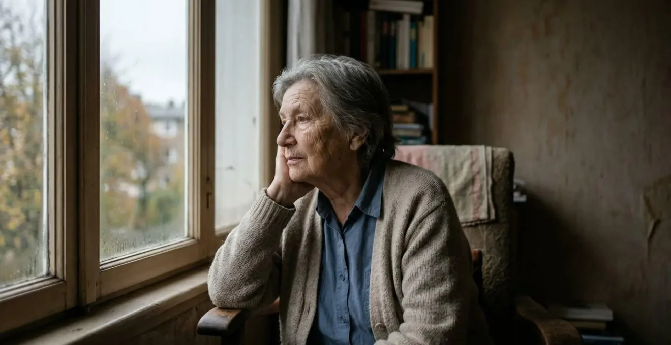 Senior person in shadow expressing profound loneliness and isolation