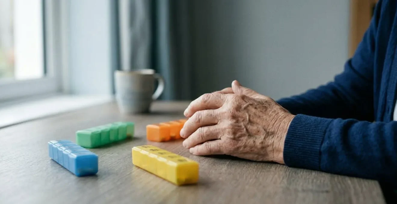 Visual representation of fragmented healthcare coordination affecting senior patient wellbeing