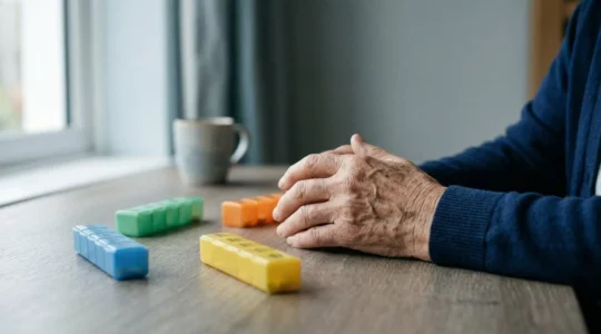 Visual representation of fragmented healthcare coordination affecting senior patient wellbeing