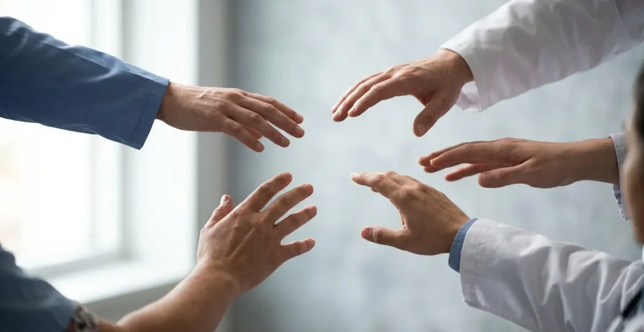 Senior healthcare coordination challenges showing disconnected specialist care pathways