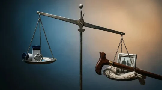 Visual representation of balanced glucose management in elderly diabetes care showing tension between control and safety