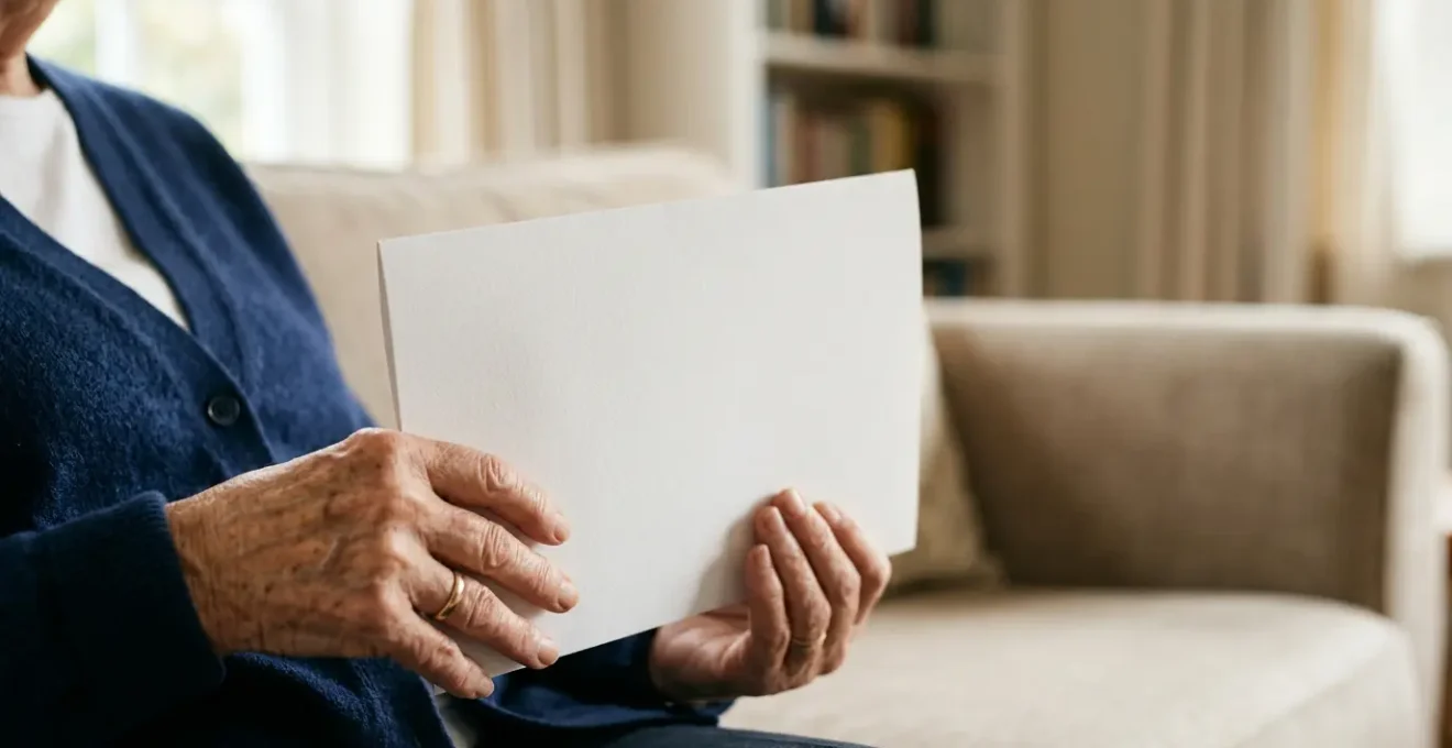 Senior patient reviewing written care plan with healthcare provider in natural home setting