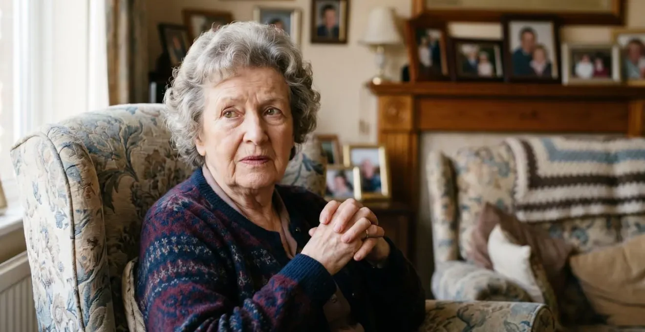 Elderly person with confused expression in home setting illustrating stranger anxiety from carer rotation