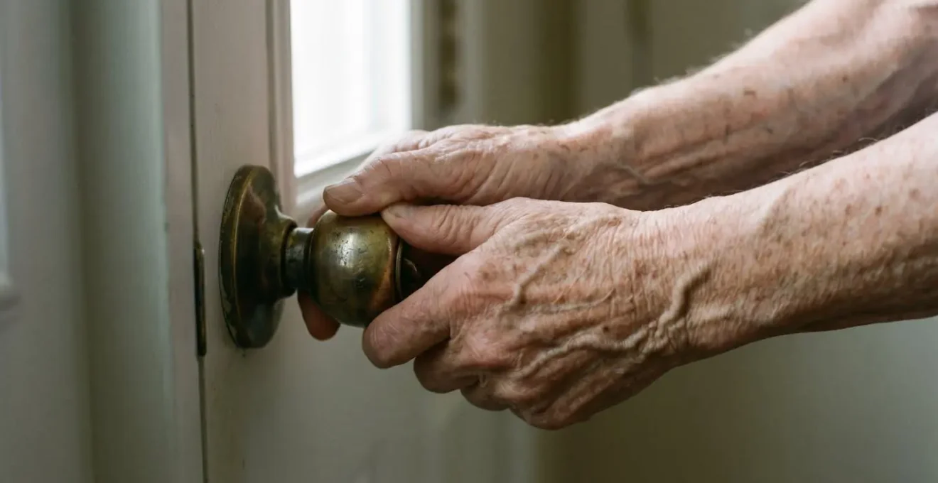 Close-up of elderly hands gripping a device, showing the challenge of maintaining functional strength
